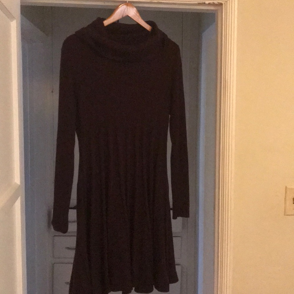 Calvin Klein cozy sweater dress with a cowl neck.